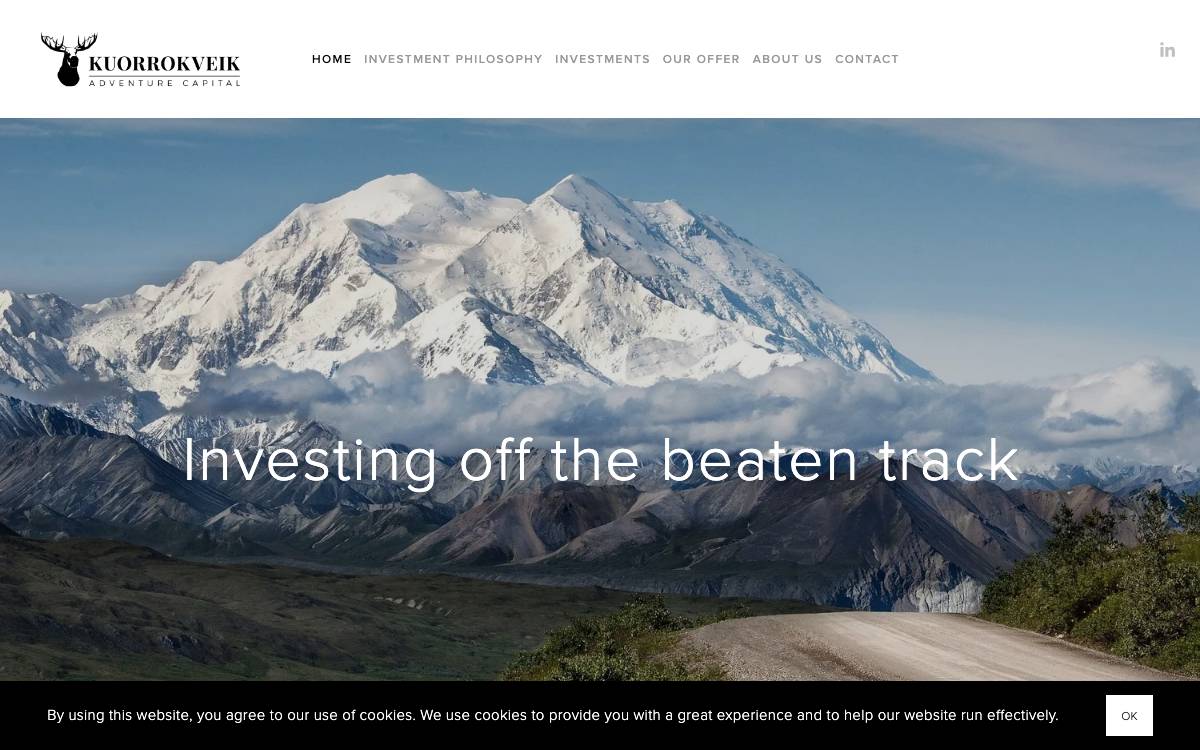 Kuorrokveik Adventure Capital website preview