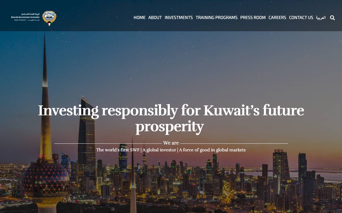Kuwait Investment Authority website preview
