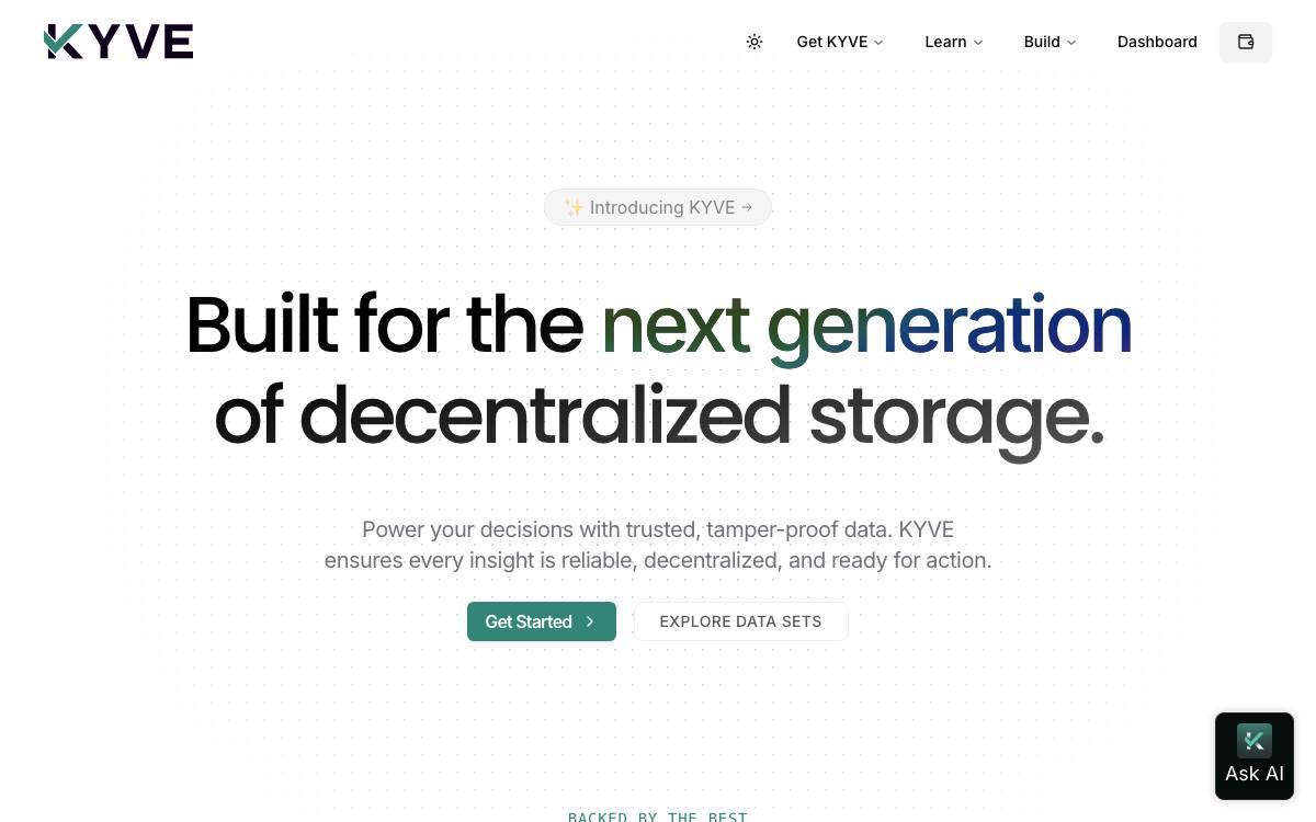 KYVE website preview