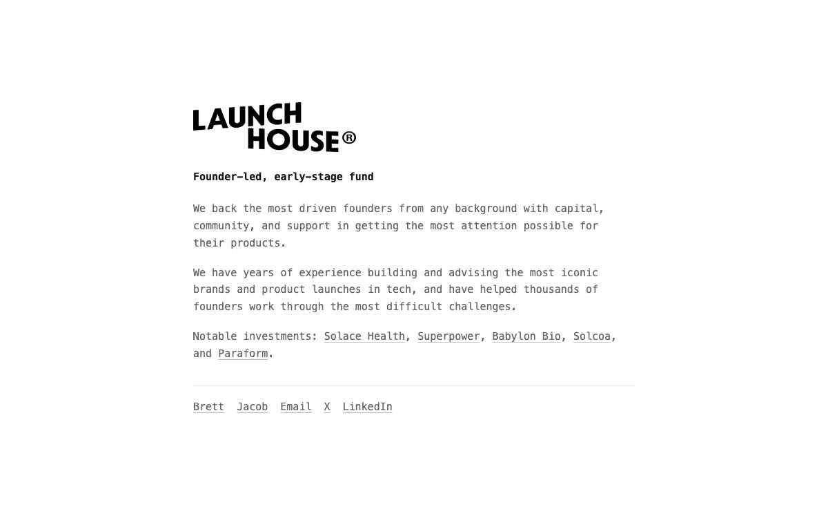 Launch House website preview