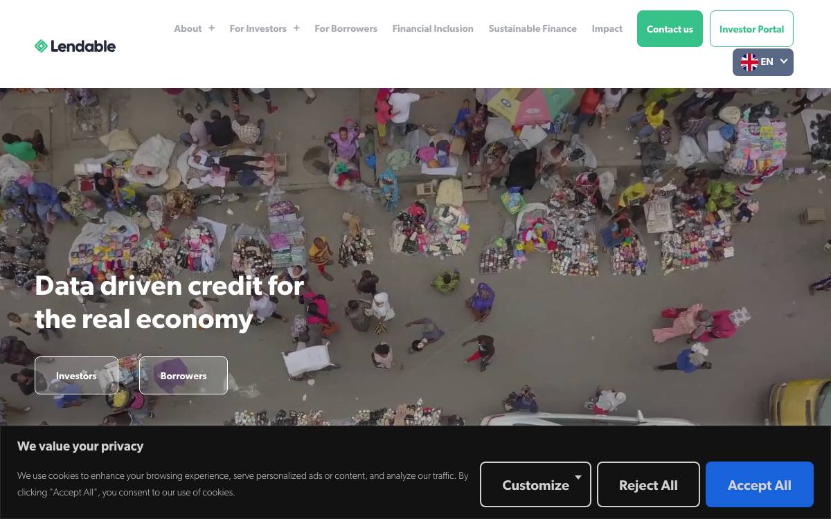 Lendable website preview
