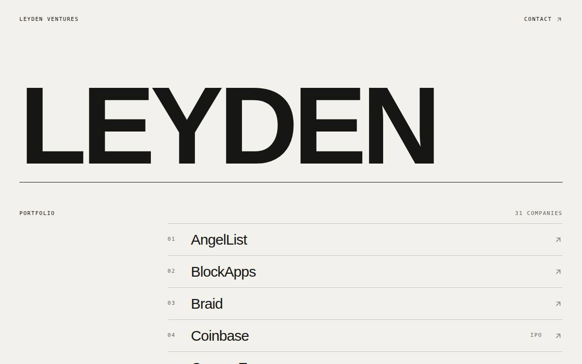 Leyden Ventures website preview