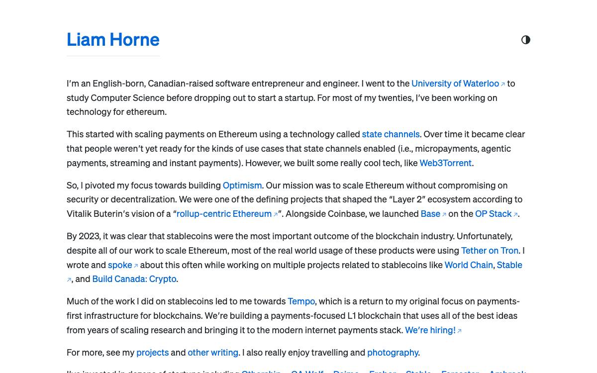 Liam Horne website preview