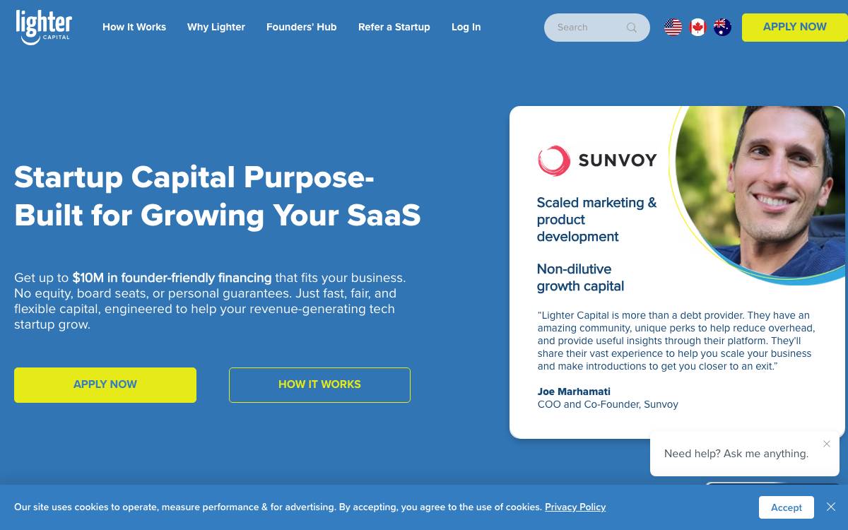 Lighter Capital website preview