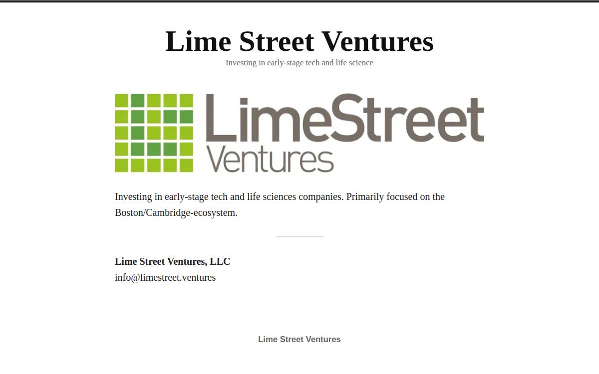 Lime Street Ventures website preview
