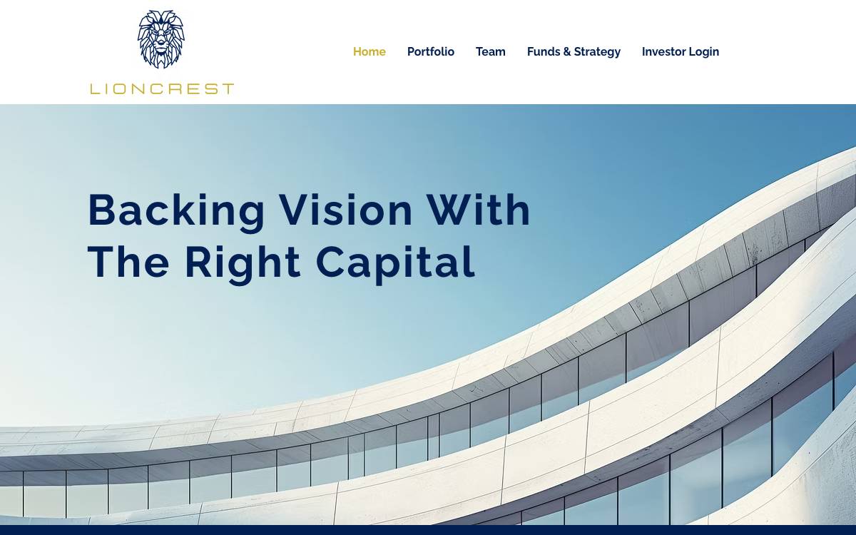 Lioncrest Ventures website preview