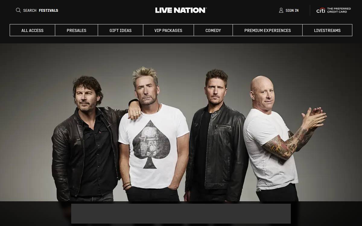 Live Nation website preview
