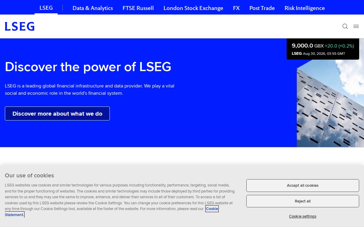 London Stock Exchange Group website preview