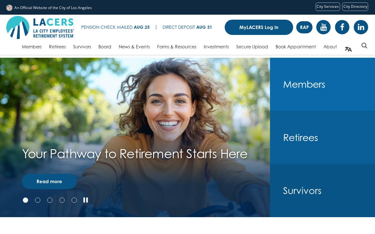 Los Angeles City Employees' Retirement System website preview