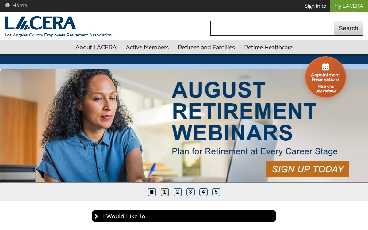 Los Angeles County Employees Retirement Association website preview