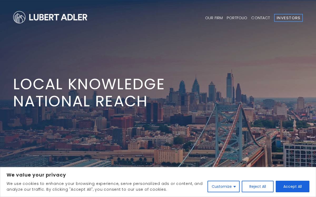 Lubert-Adler website preview