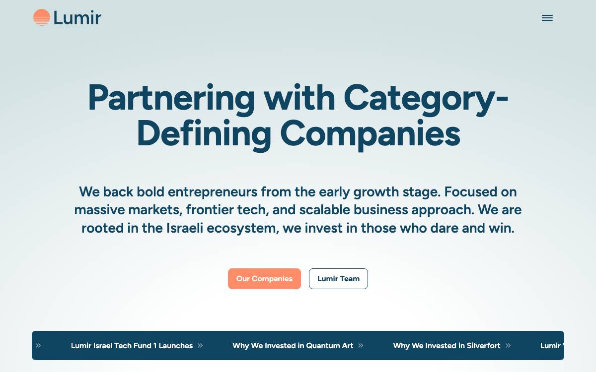 Lumir Ventures website preview