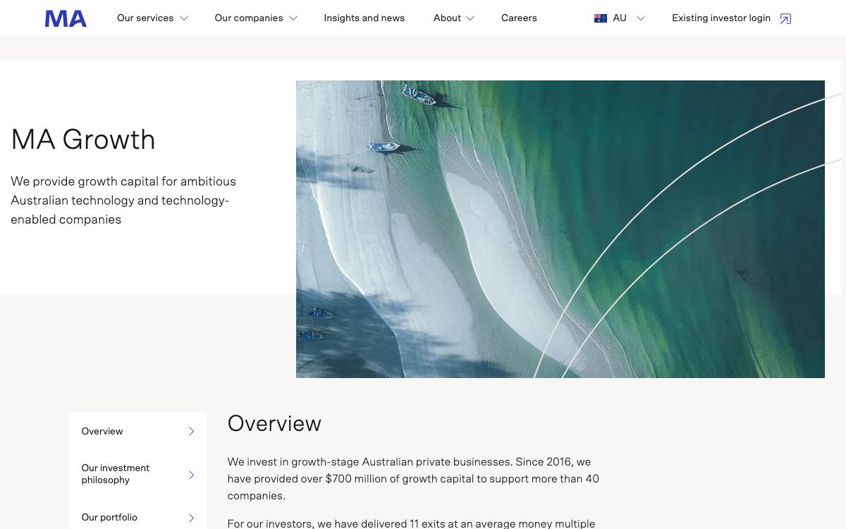 MA Growth Ventures website preview