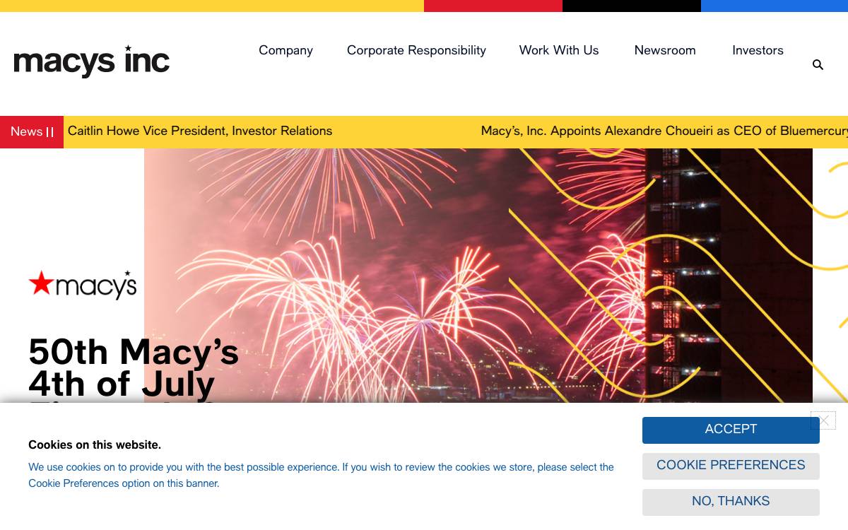 Macy's website preview