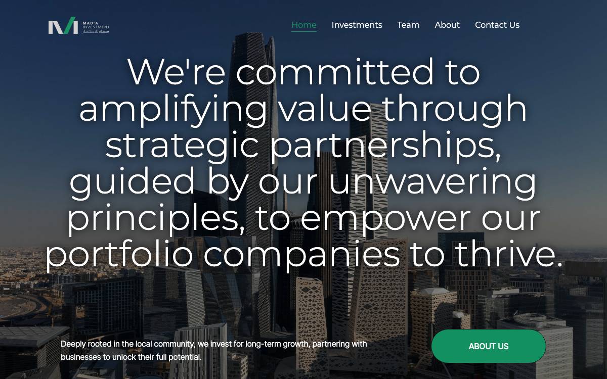 Mad'a Investment Company website preview