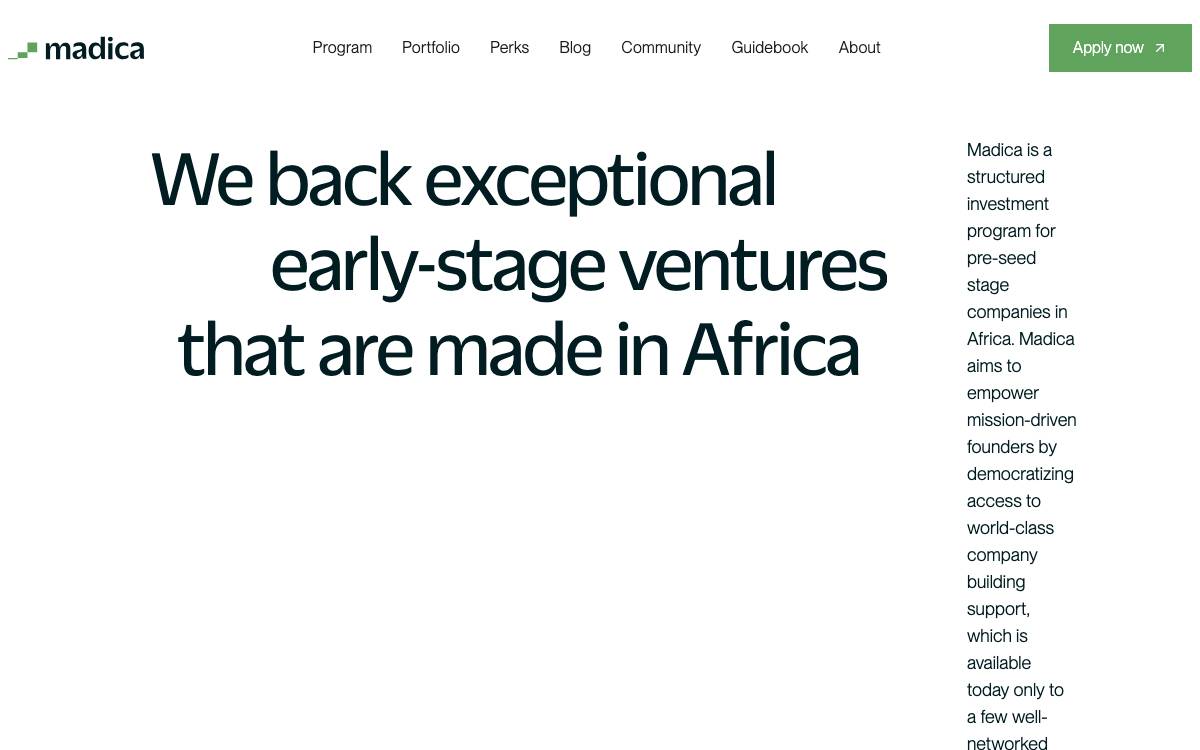 Madica website preview