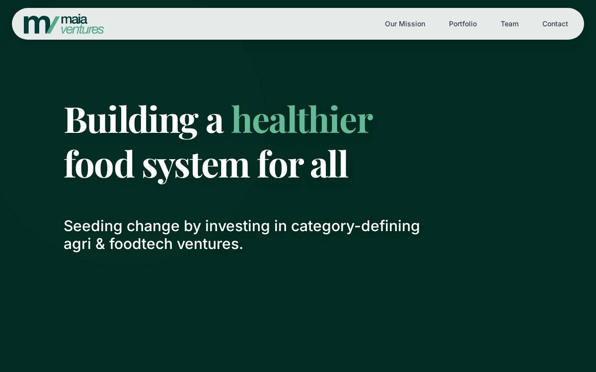 Maia Ventures website preview
