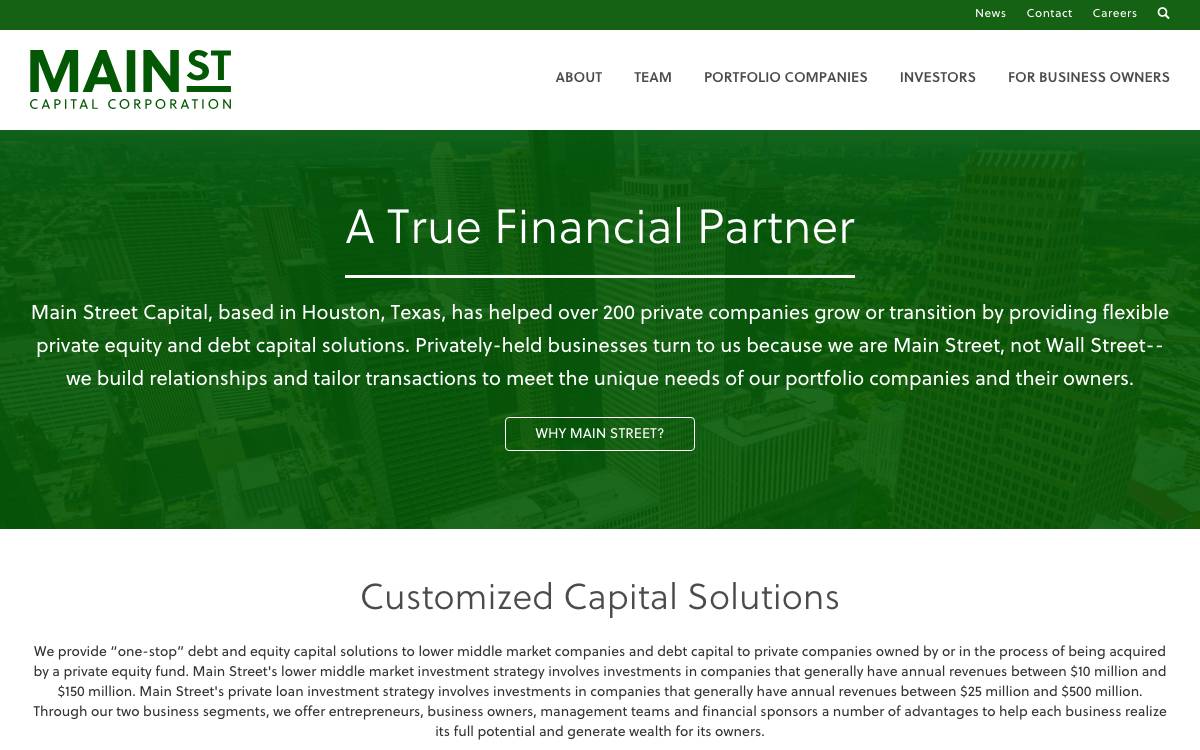 Main Street Capital website preview