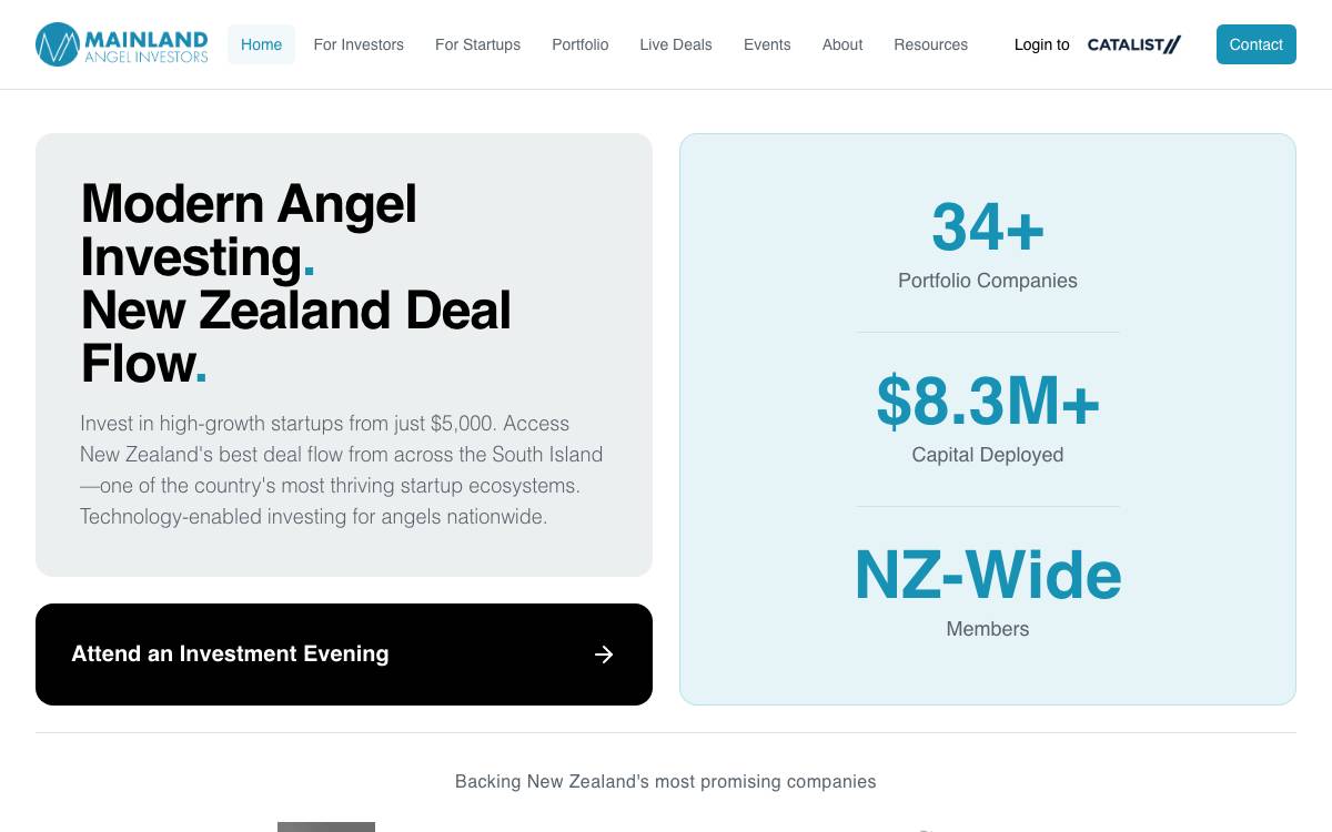 Mainland Angel Investors website preview