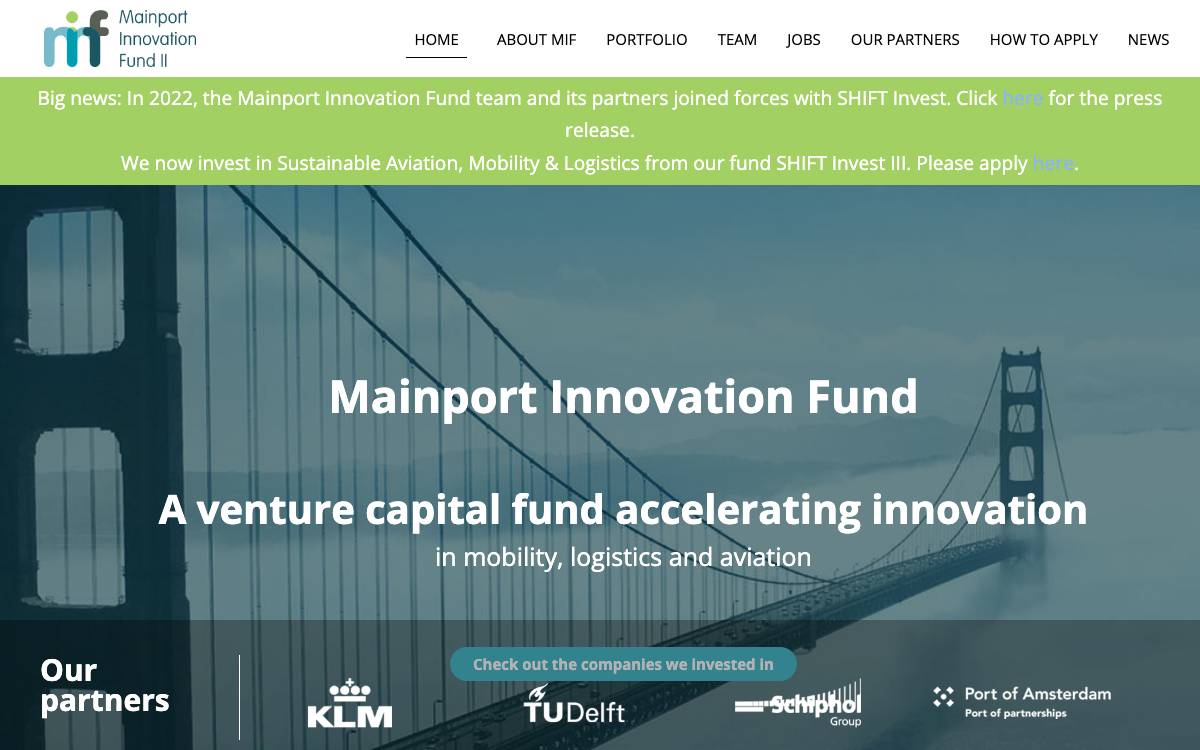 Mainport Innovation Fund website preview
