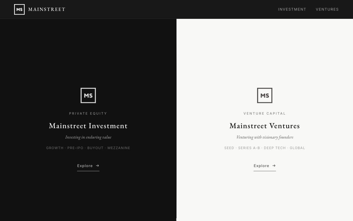 Mainstreet Investment website preview