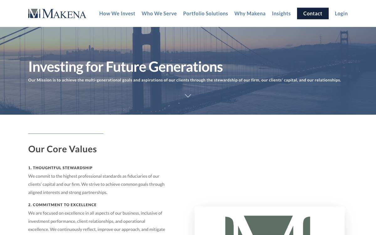Makena Capital website preview