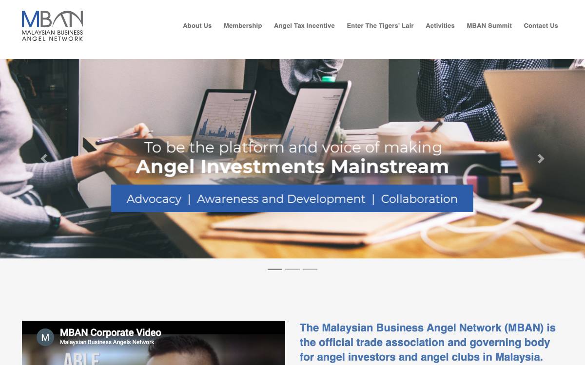 Malaysian Business Angel Network website preview