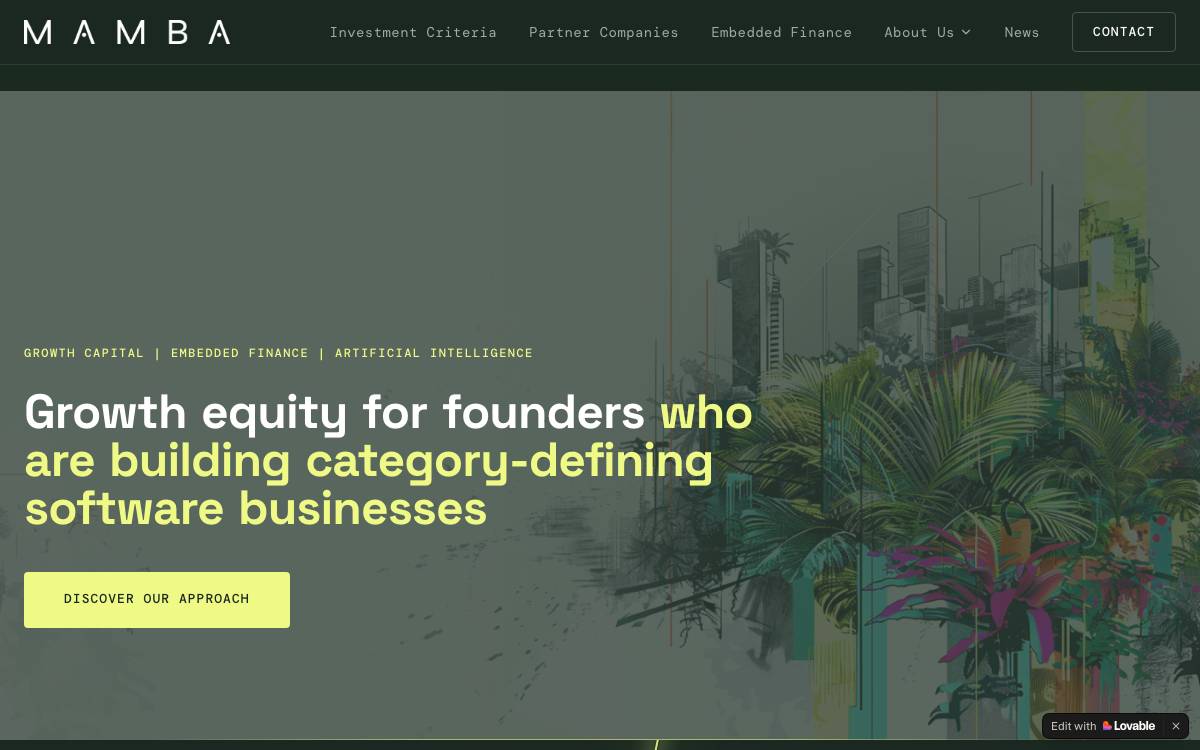 Mamba Growth Equity website preview