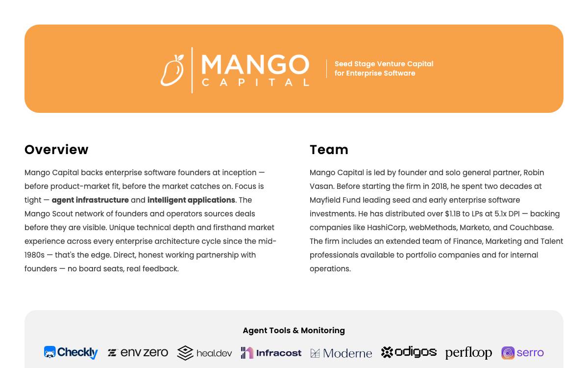 Mango Capital website preview