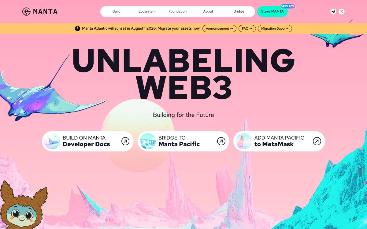 Manta Network website preview