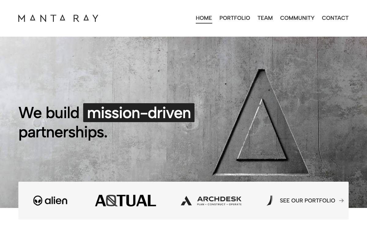 Manta Ray Ventures website preview