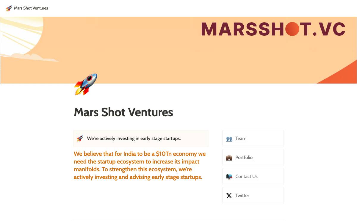 Mars Shot Ventures website preview