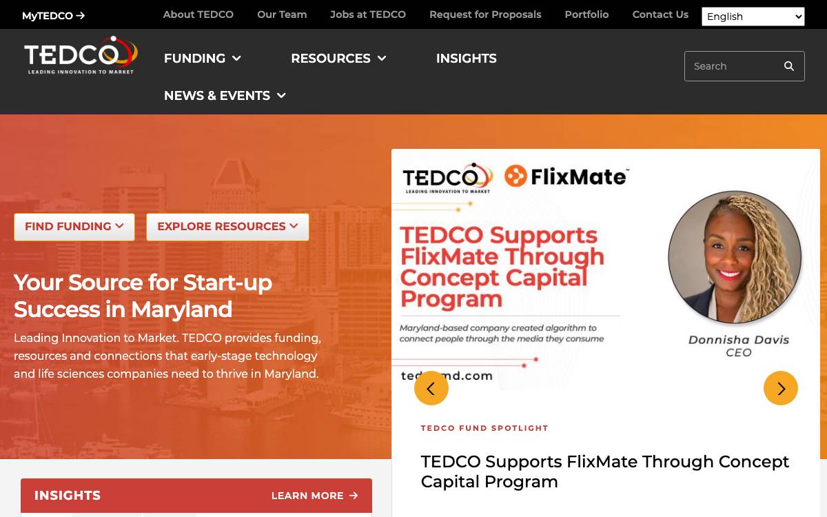 Maryland TEDCO website preview