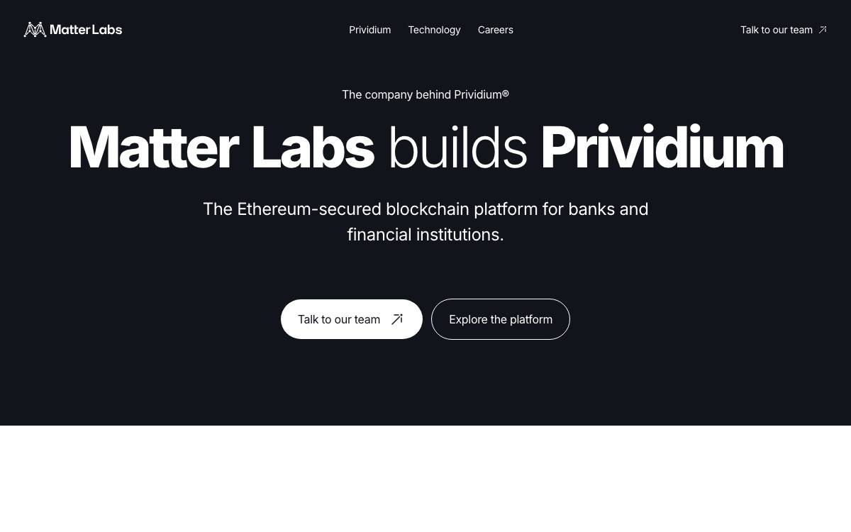 Matter Labs website preview