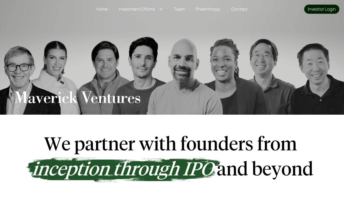 Maverick Ventures website preview