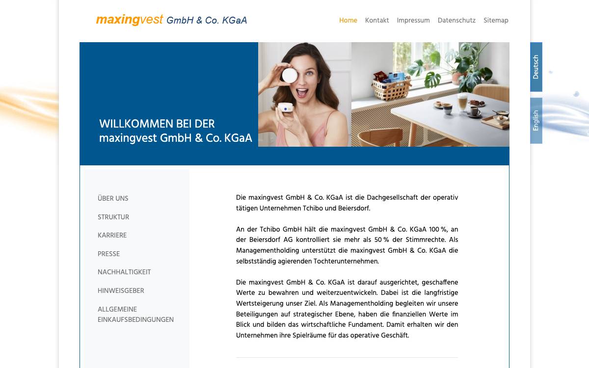 maxingvest GmbH & Co. KGaA website preview