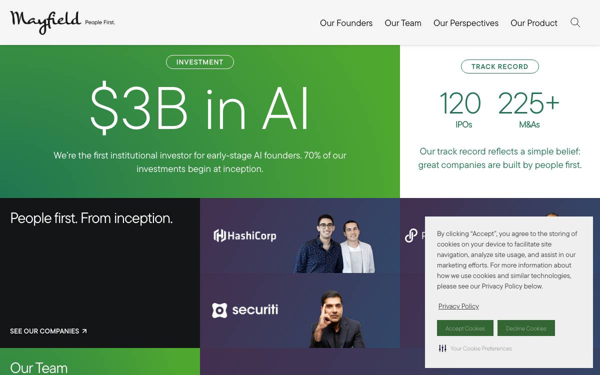 Mayfield Fund website preview