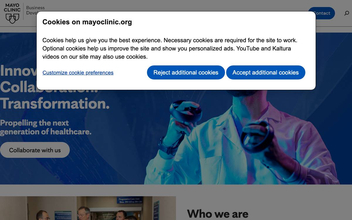 Mayo Clinic Ventures website preview