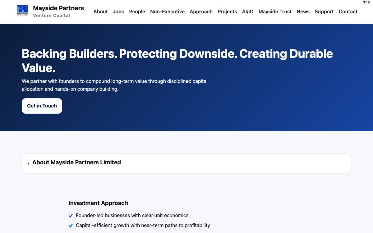 Mayside Partners Limited website preview