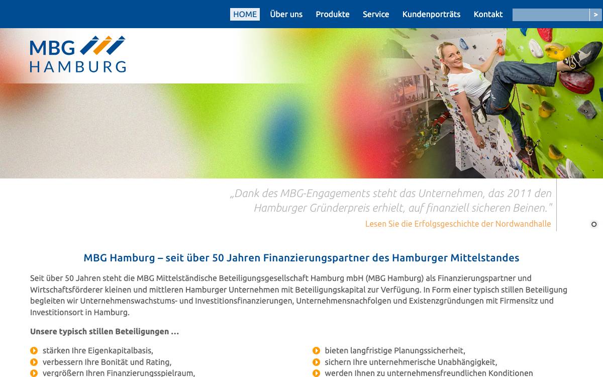 MBG Mittelständische Beteiligungsgesellschaft Hamburg mbH website preview