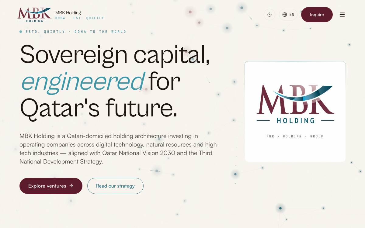 MBK Holding website preview