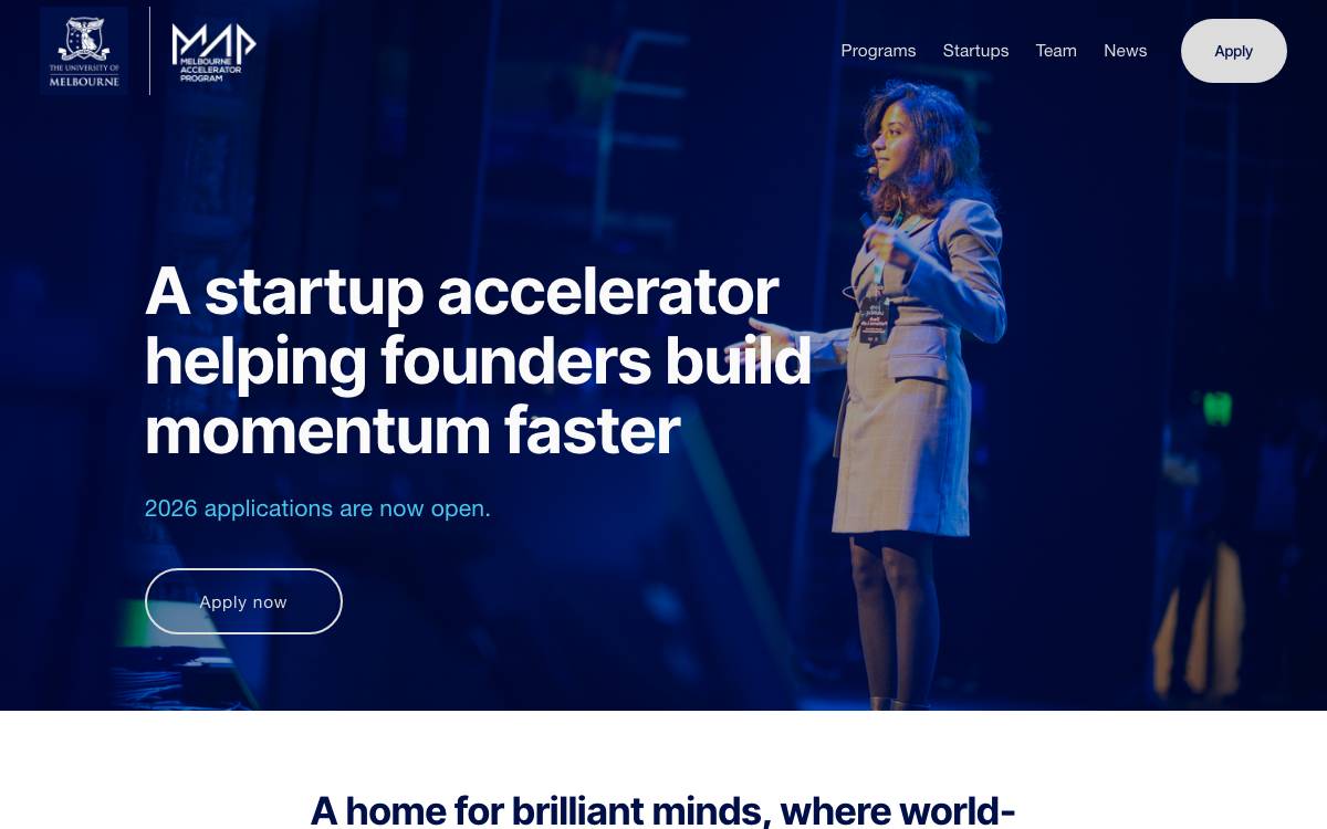 Melbourne Accelerator Program (MAP) website preview