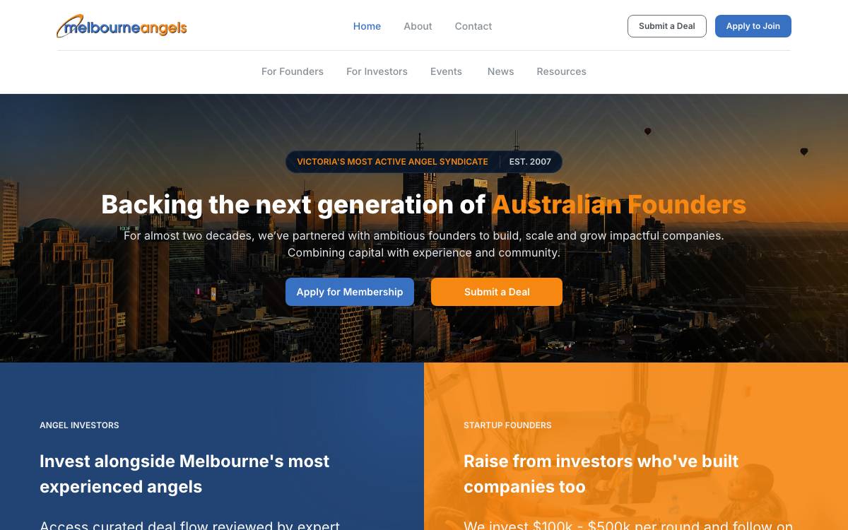 Melbourne Angels website preview