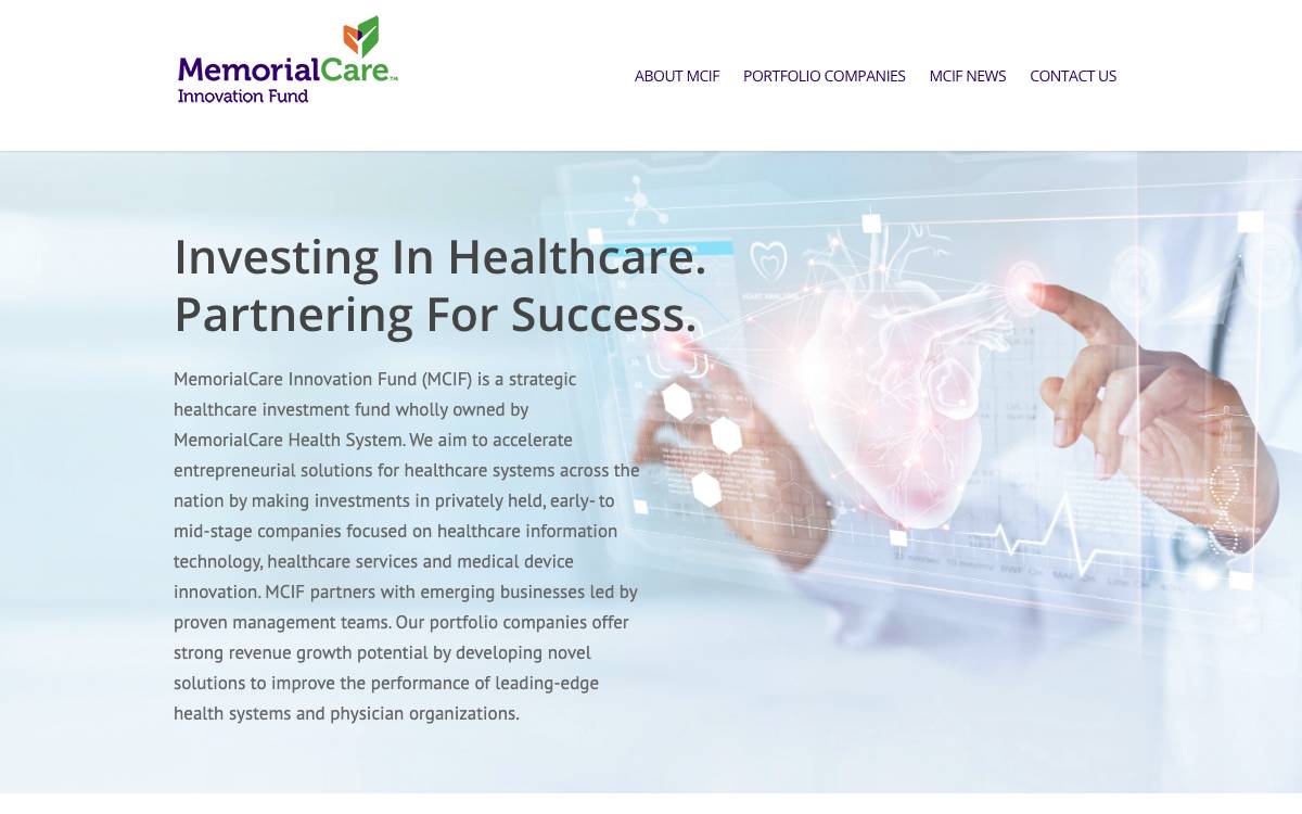 MemorialCare Innovation Fund website preview