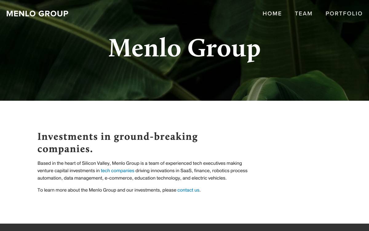 Menlo Group website preview
