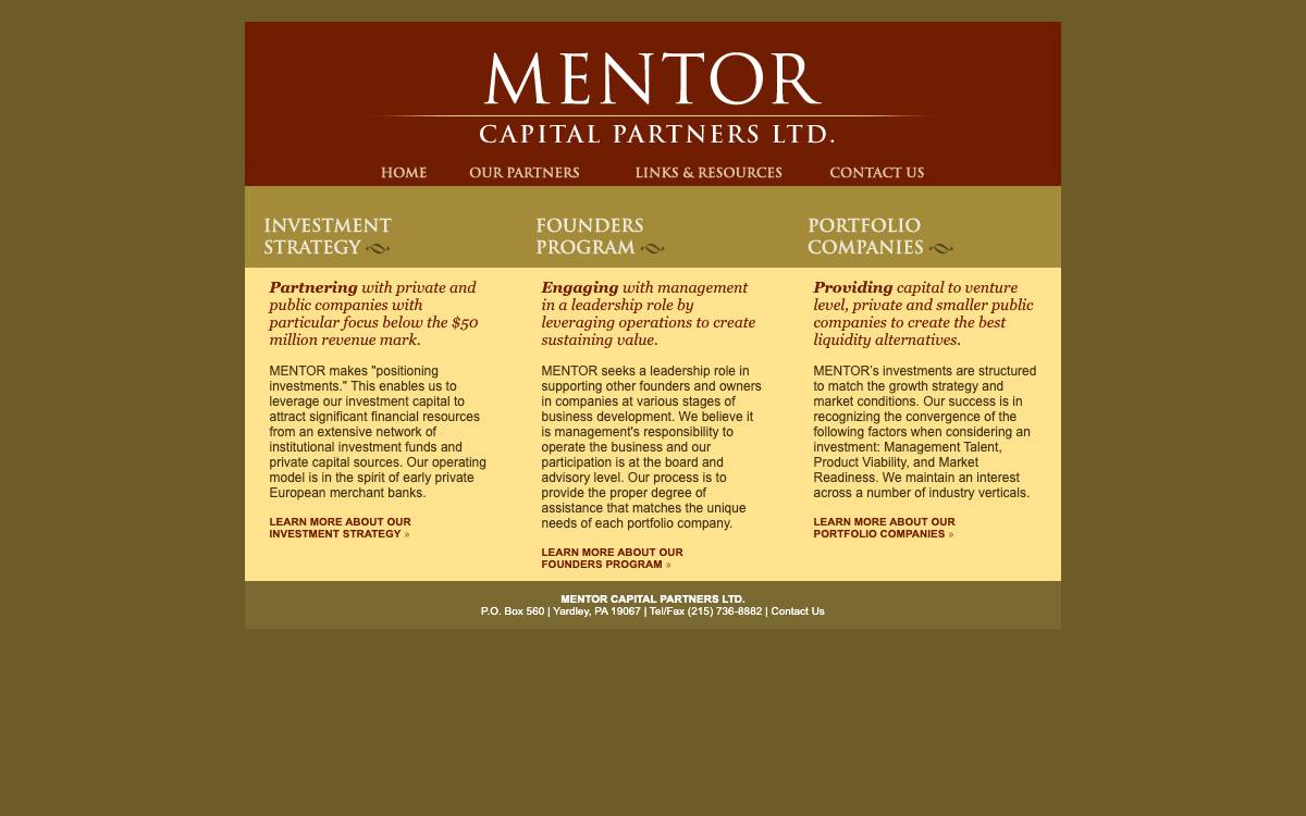 MENTOR Capital Partners, Ltd. website preview