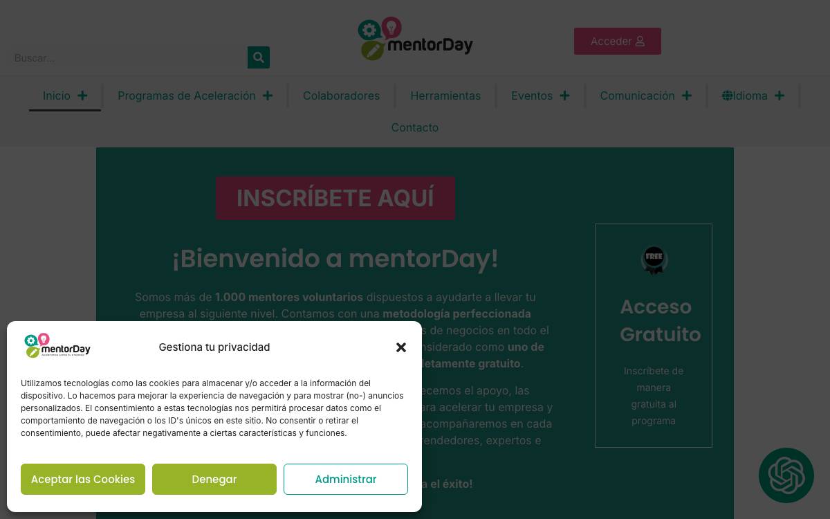 mentorDay website preview