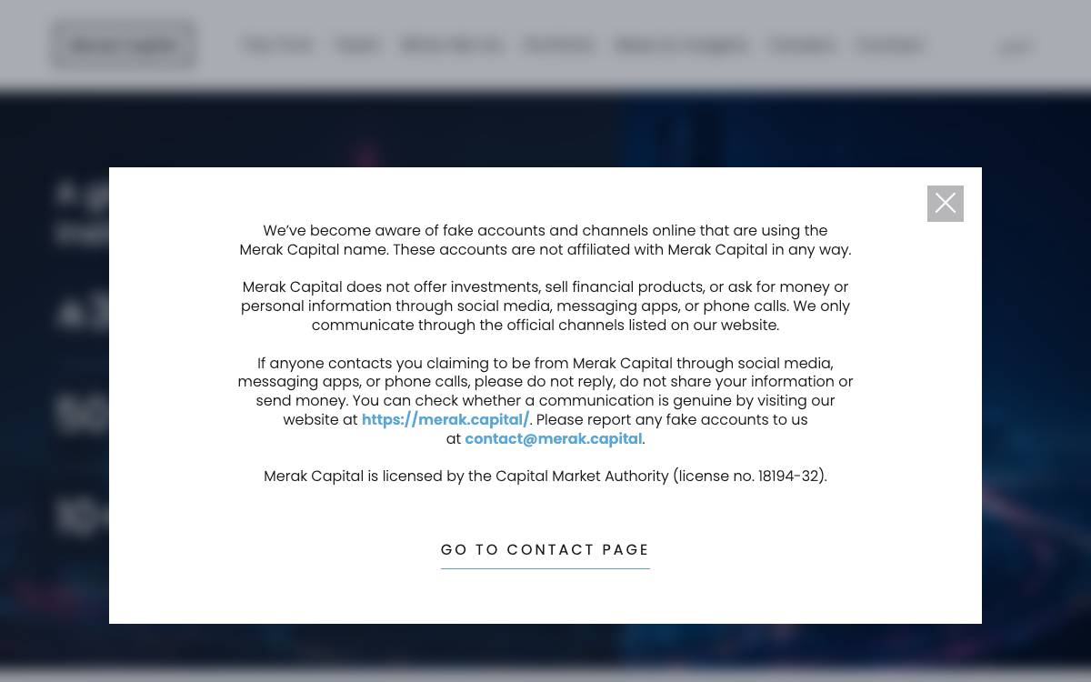 Merak Capital website preview