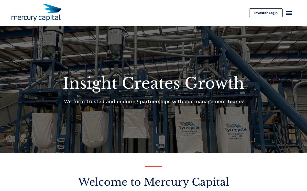 Mercury Capital website preview