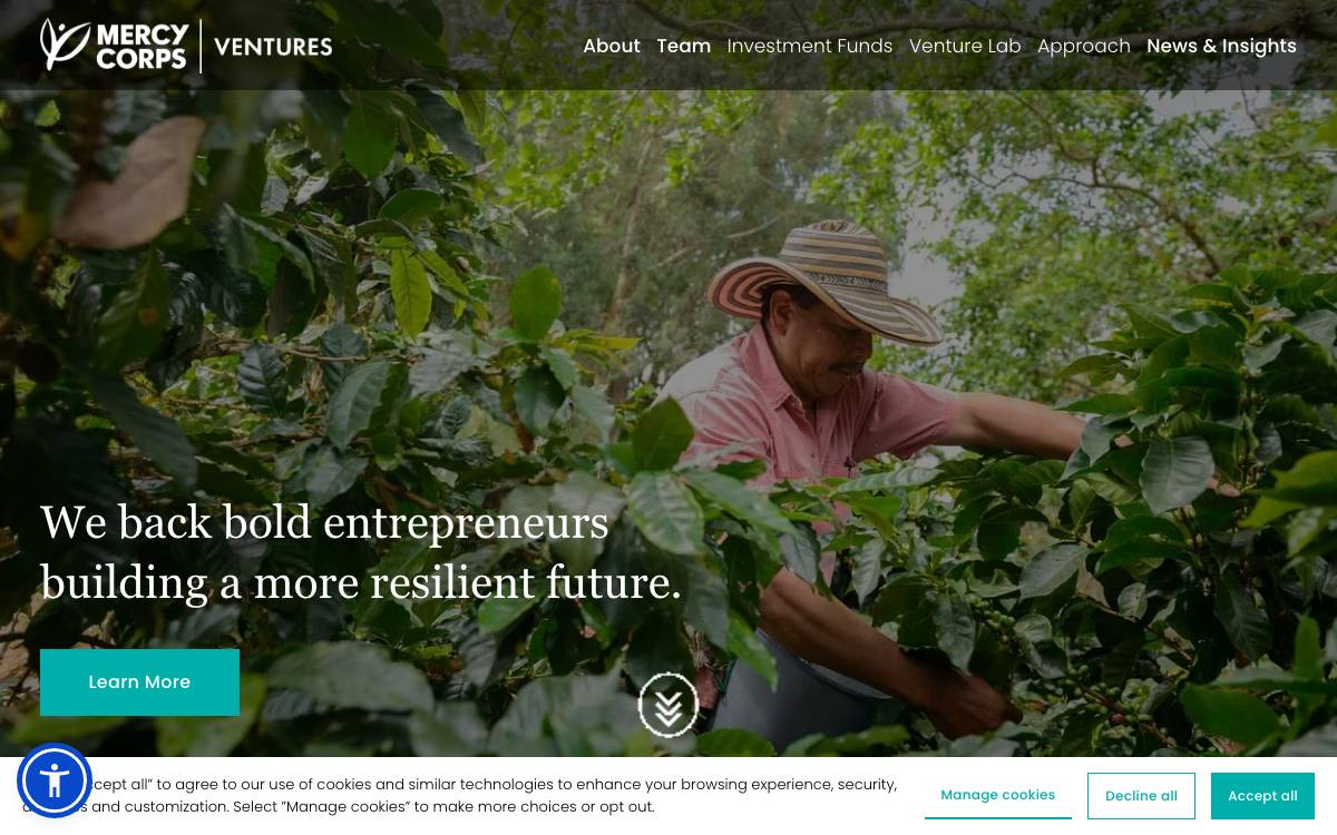 Mercy Corps Ventures website preview